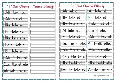 I Sesi Okuma Ve Yazma Metinleri Okul Etkinlikleri E Itime Yeni