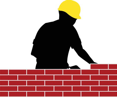 Brick Laying Bricklayer Wearing Hard Hat Brick Wall Vectors