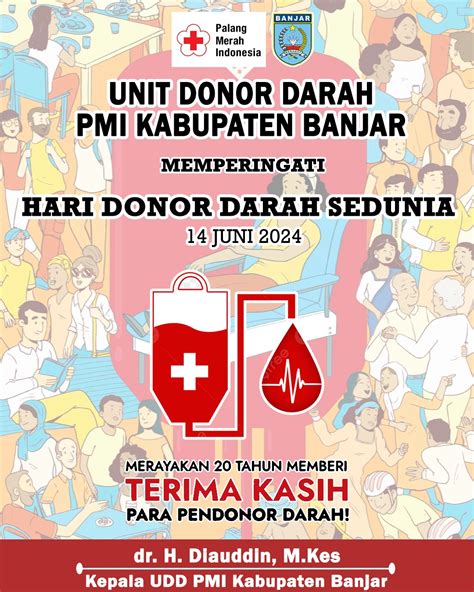 Dr Diauddin UDD PMI Kabupaten Banjar Memperingati Hari Donor Darah