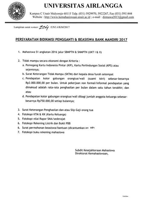 Beasiswa Bidik Misi Pengganti 2 Fakultas Psikologi Universitas Airlangga