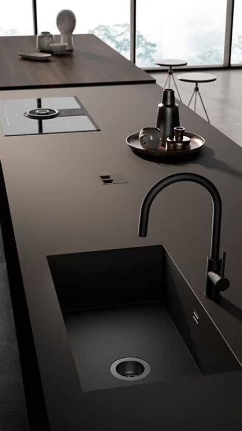 Sophisticated Black Matte Kitchen Counter Island