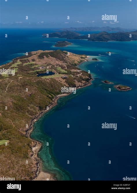 Aerial View Of Dent Island And Hamilton Island Hi Res Stock Photography