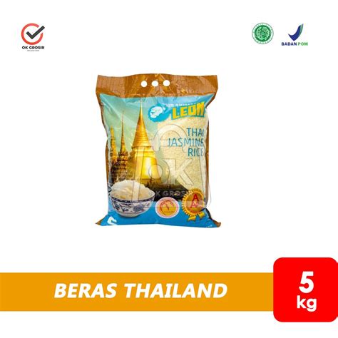 Jual Beras Thailand Thai Jasmine Rice Leon Beras Melati 5 Kg