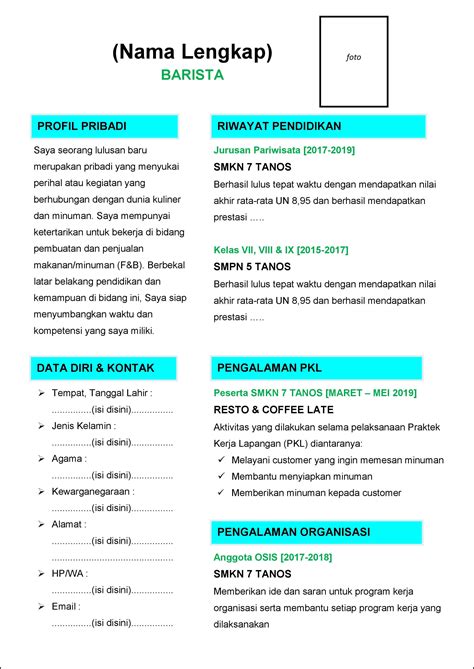 Contoh Cv Non Pengalaman Kerja Contoh Surat Resmi