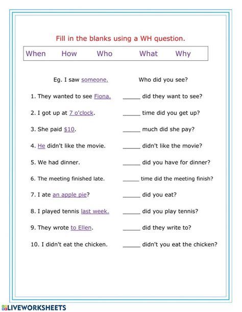 Wh Questions In Past Worksheet Wh Questions Simple Past Tense Wh