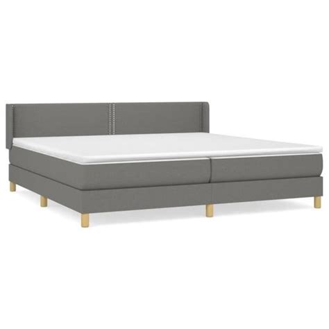 Fhe Lit Sommier Tapissier Avec Matelas Gris Fonc X Cm Tissu