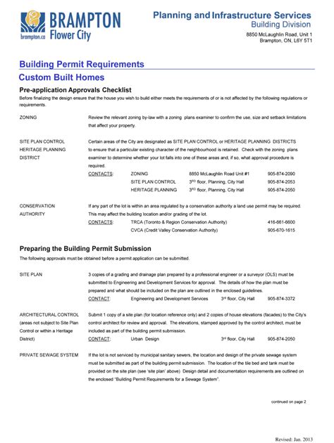 Fillable Online Brampton Building Bpermitb Requirements Custom Built