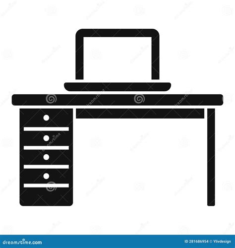 Office Desk Icon Simple Vector Sit Posture Stock Illustration