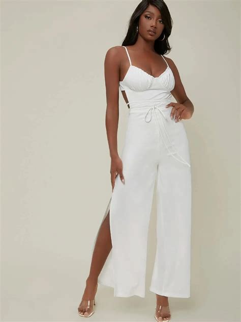 Crisscross Open Back High Slit Jumpsuit Stefano Wear