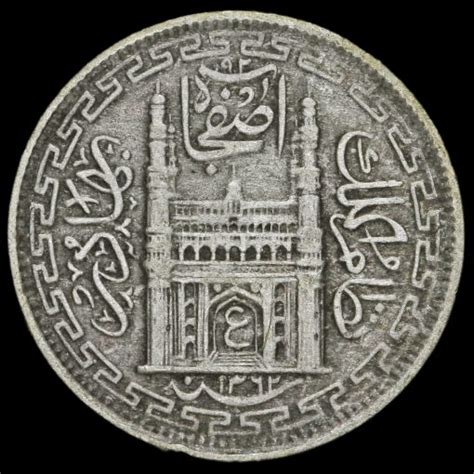 India Hyderabad 1943 AH1362 Silver 2 Annas