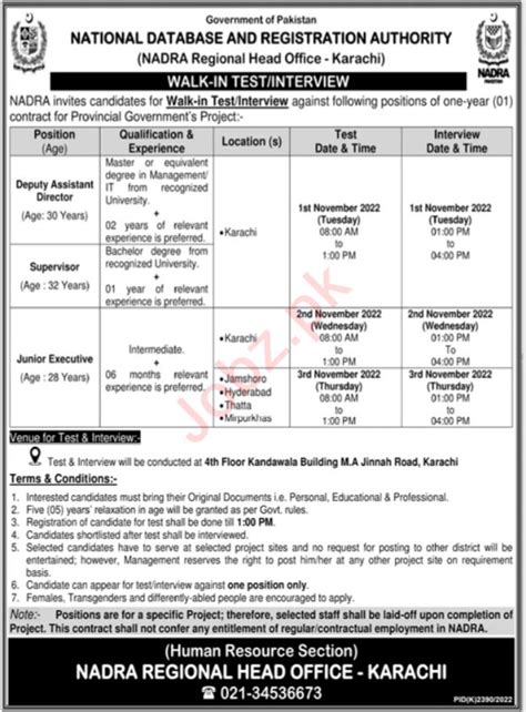 Nadra Karachi Office Jobs 2022 2024 Job Advertisement Pakistan