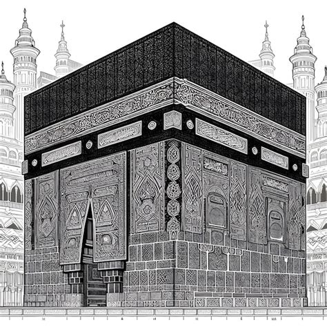 Premium Photo | Drawing background illustration kabaah in mekkah mosque alharam