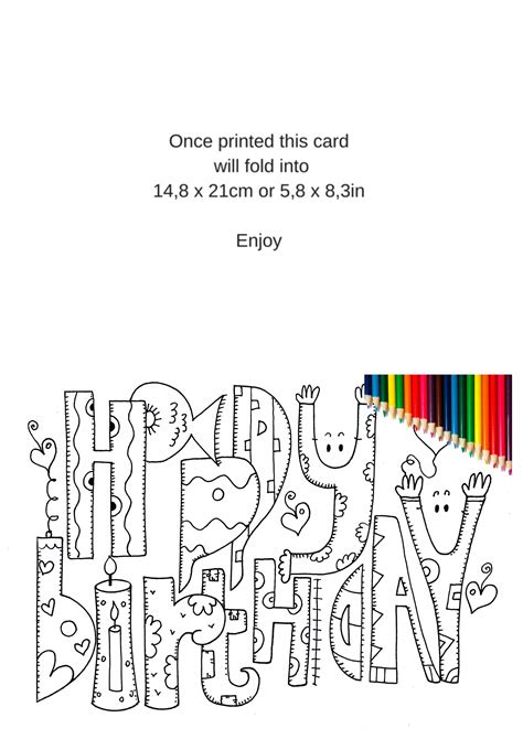 Happy Birthday Coloring Cards, Coloring Card Adult Coloring Card ...