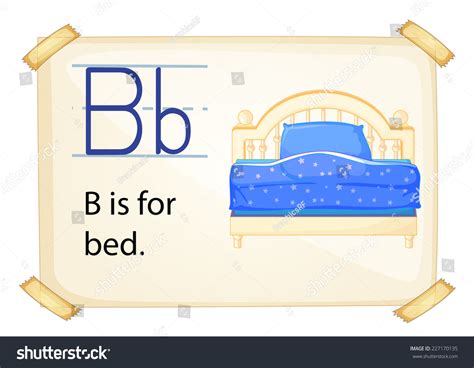 Vektor Stok Illustration Flashcard Letter B Bed Tanpa Royalti