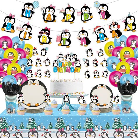 Amazon Pcs Penguin Birthday Party Decorations Include Happy