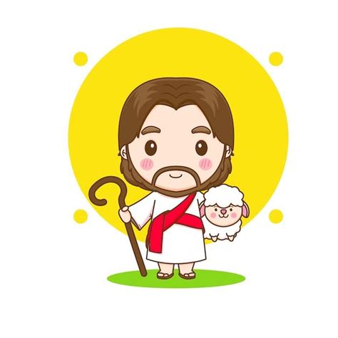 Jesus Christ With The Sheep Chibi Cartoo Premium Vector Freepik