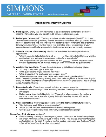 Informational Interview Agenda Template