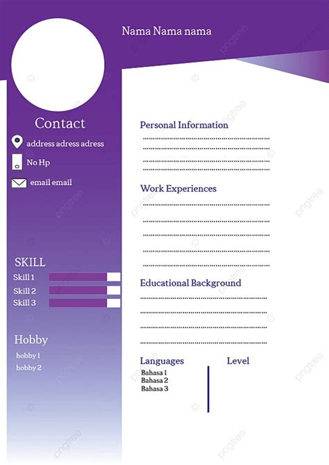 Purple Cv Template Download On Pngtree