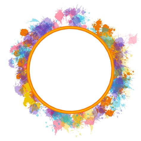 Round Frame With Colorful Splash Round Ink Colorful Splash Png