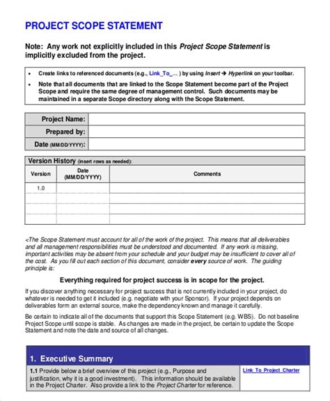 3 Free Project Scope Statement Templates Word Excel