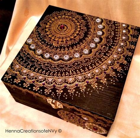 Henna Mendhi Midnight Black Mandala Keepsake Jewelry Box Jewelry Box