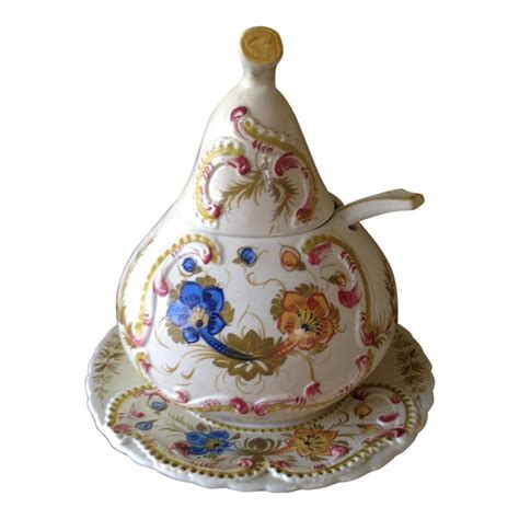 Italian Floral Ceramic Soup Tureen | Chairish