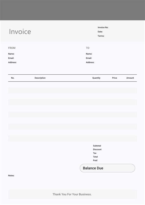 Simple Printable Invoice Template Printable Word Searches