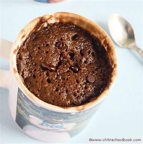 One Minute Eggless Chocolate Mug Cake Recipe Microwave Chitra S