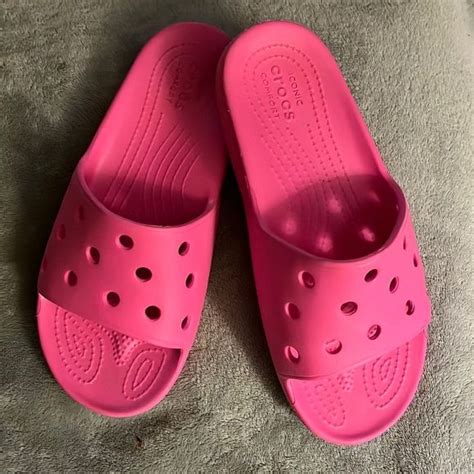 Pink Croc Slides in 2022 | Slip on sandal, Crocs, Pink