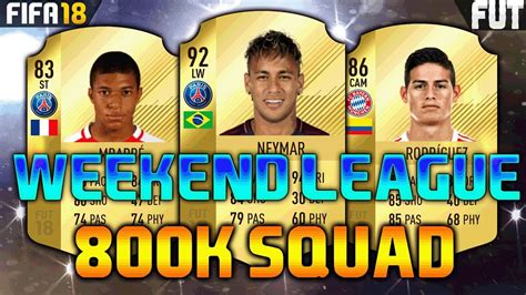 FIFA 18 750K 800K SQUAD BUILDER Feat NEYMAR MBAPPE BAILLY FUT