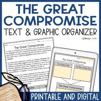 The Great Compromise Worksheet and Graphic Organizer | Printable ...