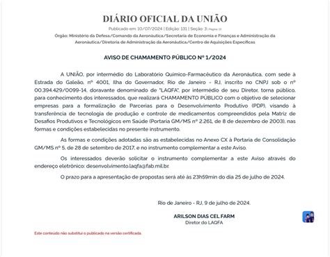 Aviso De Chamamento P Blico Para Pdp N Laqfa