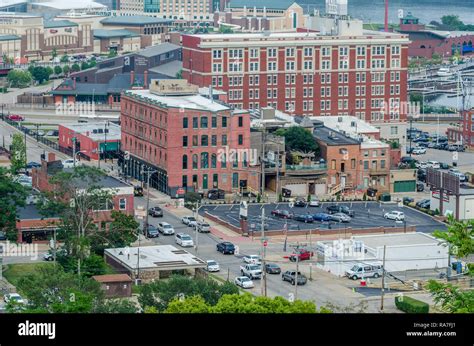 aerial view  downtown dubuque stock photo alamy
