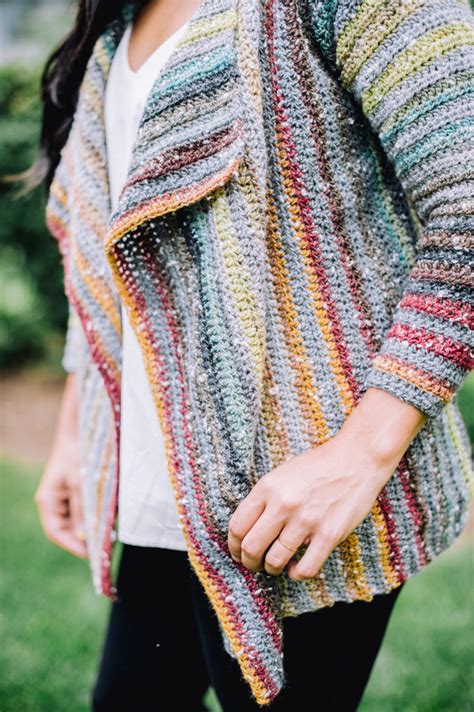 Spencer Striped Waterfall Cardigan I Like Crochet