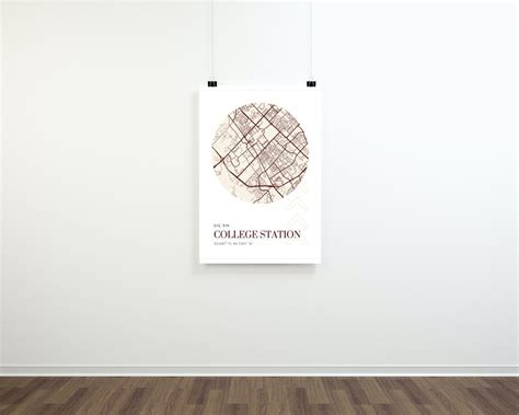 College Station Map Printable, TAMU, Dorm Decor, Office, Bedroom - Etsy