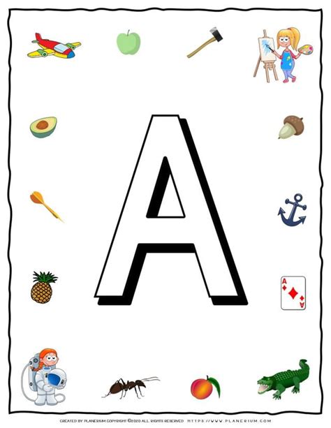 Things That Start With A B C Each Letter Alphabet Chart 9D3