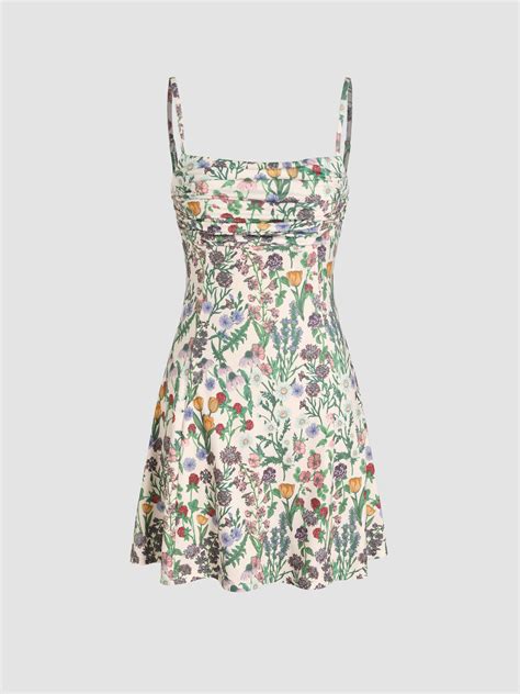 Floral All Over Print Ruched Mini Dress Cider