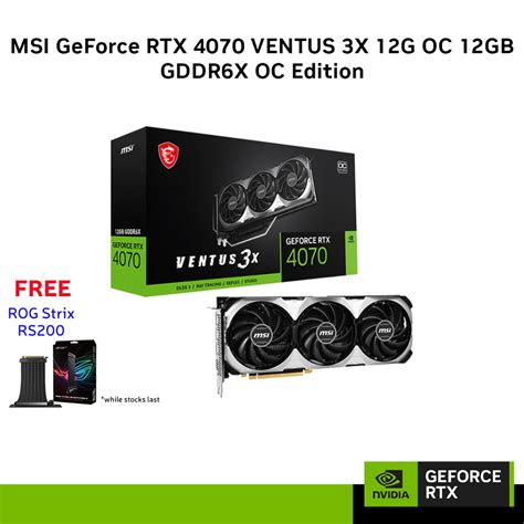 Msi Geforce Rtx 4070 Ventus 3x 12g Oc 12gb Gddr6x Oc Edition Graphics Card Shopee Singapore