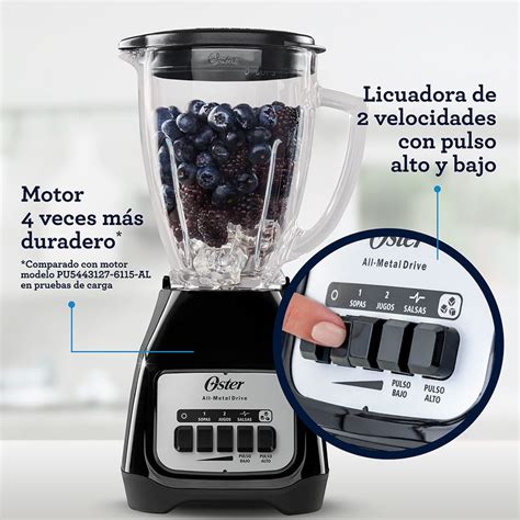 Licuadora Oster® 2 Velocidades Más Pulso Y Vaso De Vidrio Bl Mercado