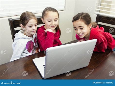 Kids Playing On The Computer Stock Photo Image Of Notebook Tech