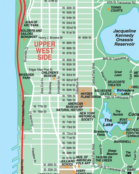 New York map upper east side - ToursMaps.com