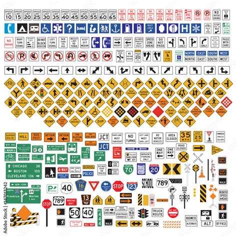 Road Signs and Symbols set Stock Vector | Adobe Stock