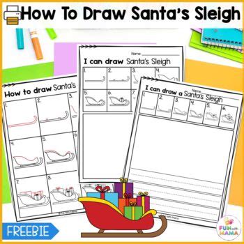 Santa Sleigh Drawing Step By Step Tutorial (FREE Printable)