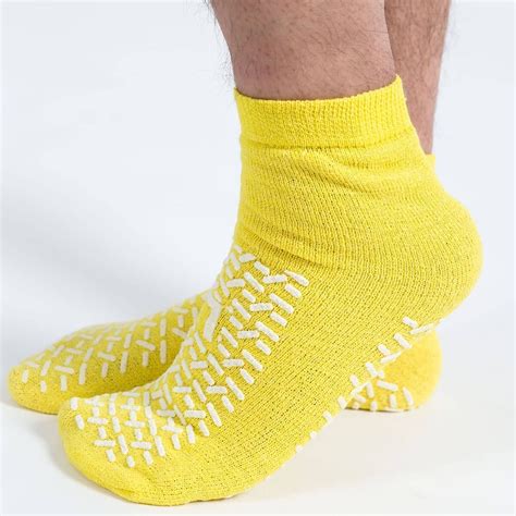 Large Yellow Non Slip Slipper Socks Hospital Socks Interweave