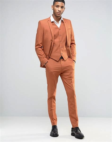 Asos Skinny Suit Pants In Rust Asos Lookastic