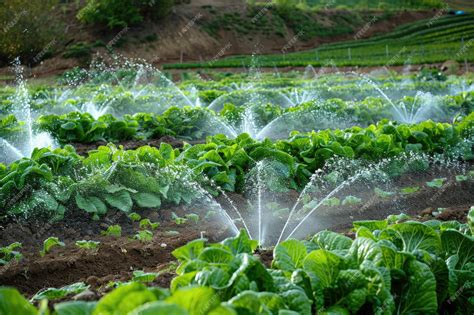 Premium Photo | Irrigation systems in a green vegetable garden