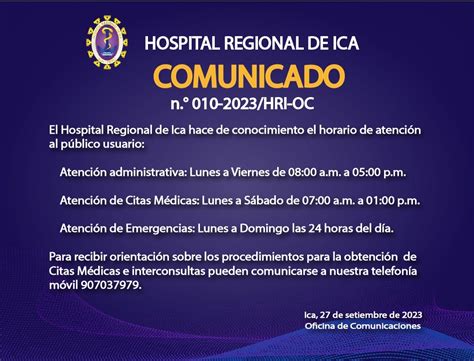 Horario De Atenci N Hospital Regional De Ica Actualizado Campa As