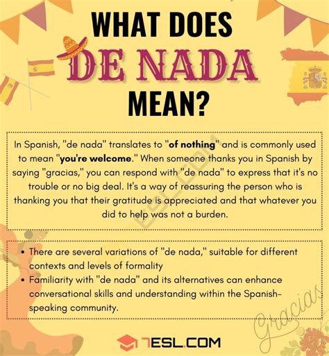 de nada meaning origin  examples esl