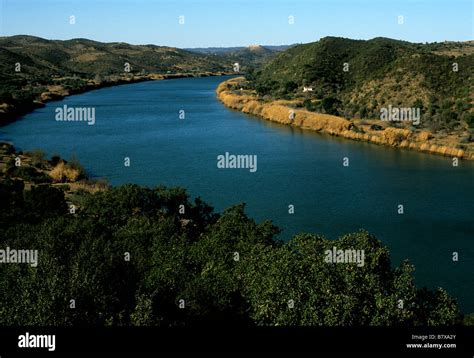 The River Guadiana in the eastern Algarve, Portugal. The waterway forms ...