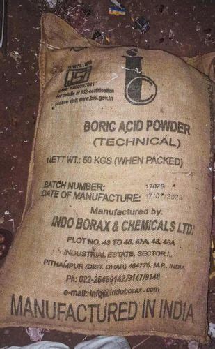 White Boric Acid Tech Grade Powder Packaging Type Hdpe Bag Packaging Size 50 Kg At Rs 119 Kg